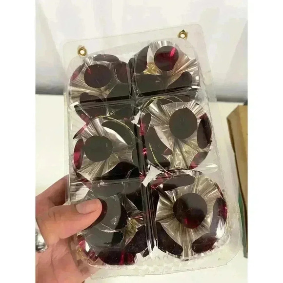 VTG 5 Boxes Christmas Ornaments Apples Foil Commodore Imported Candy Stripes - Picture 11 of 15